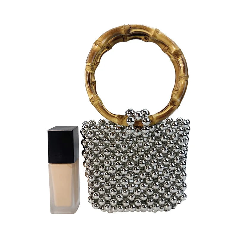 Round Bamboo Handle Handbag and Purse