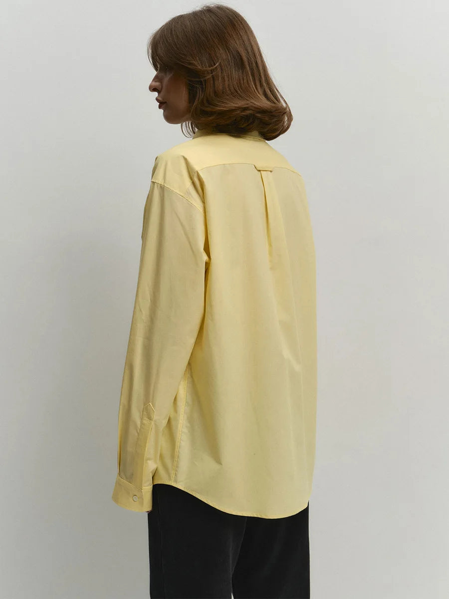 Cotton Solid Color Long Sleeved Shirt