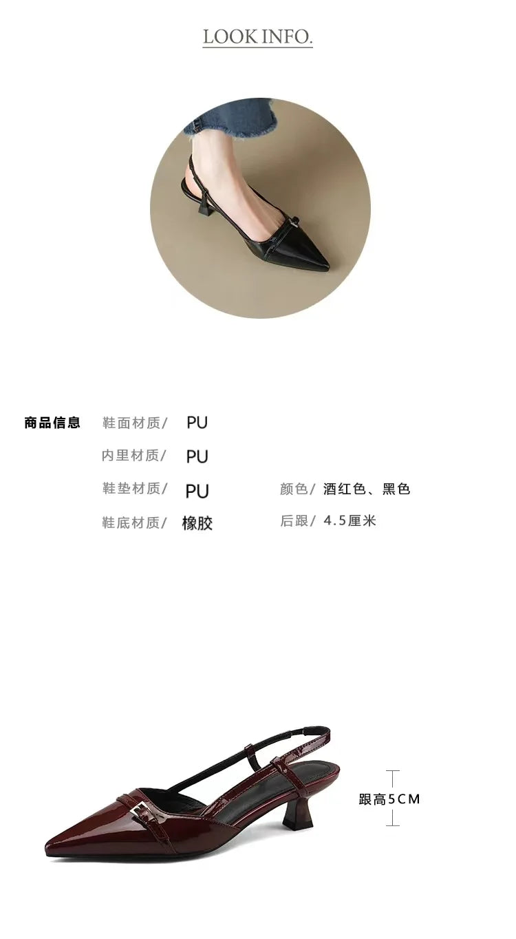 Women’s Patent Leather Slip on Pointed Toe Sandals