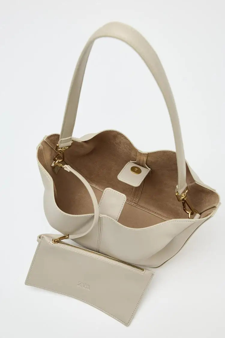 Fashionable Top Handle Bag Solid Color Simple Shoulder