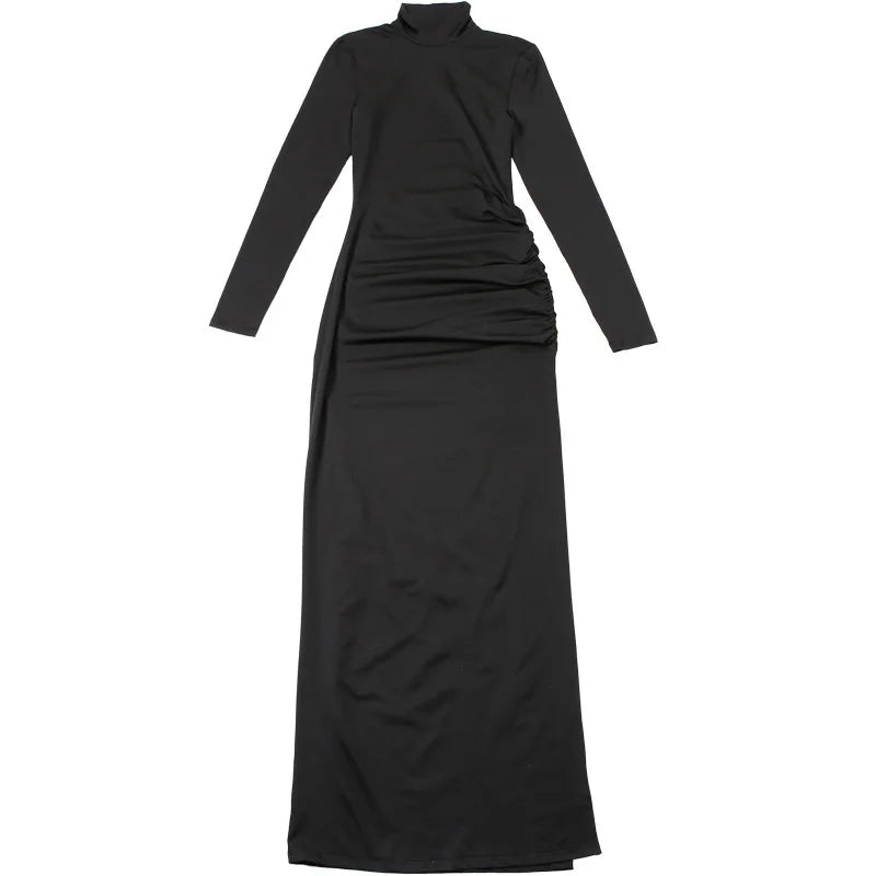 Turtleneck High Slit Maxi Dress For Women