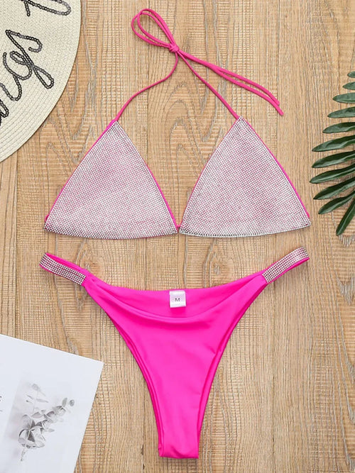 Halter Jewelled Sequins Diamond Bikini Women Swimsuit - Norellé