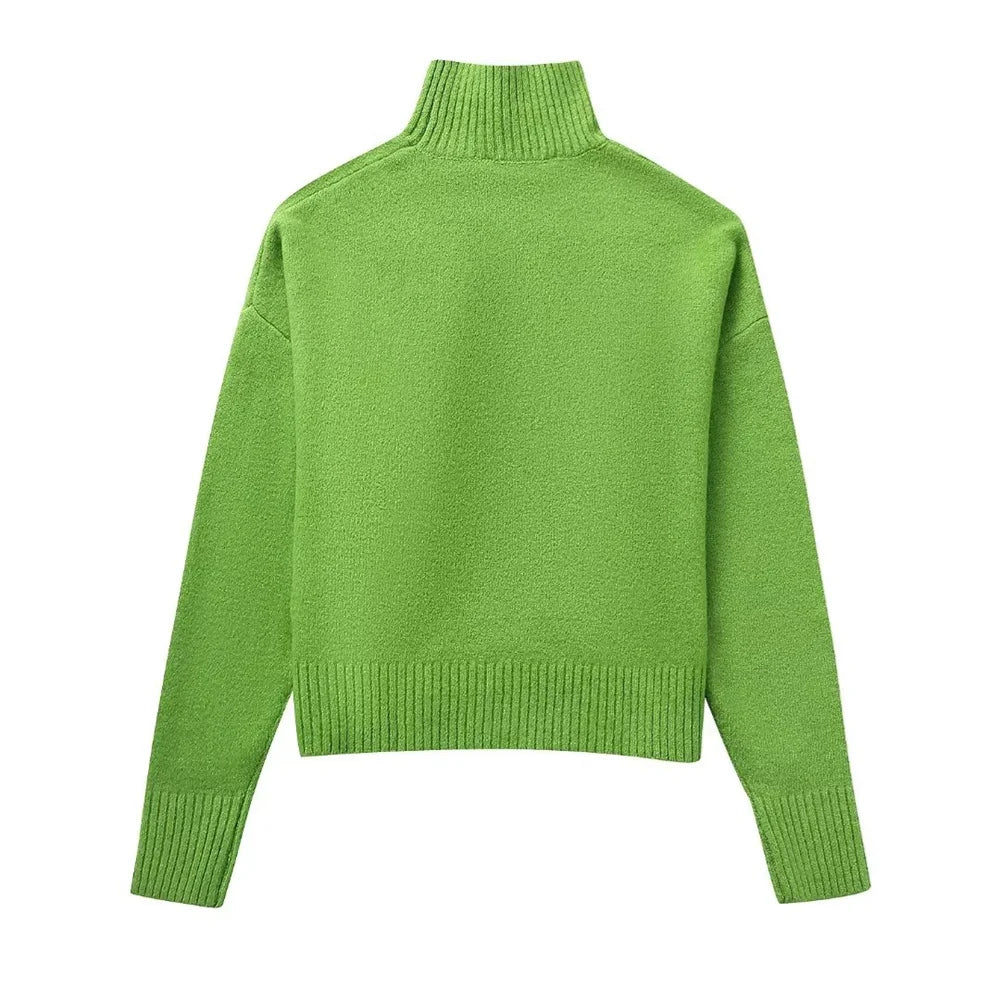 Women's Half High Neck Soft Knit Pullover Sweater