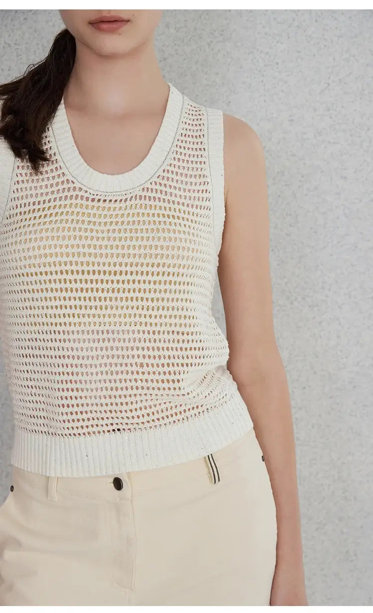 Hollow Linen Knitted Tank Top