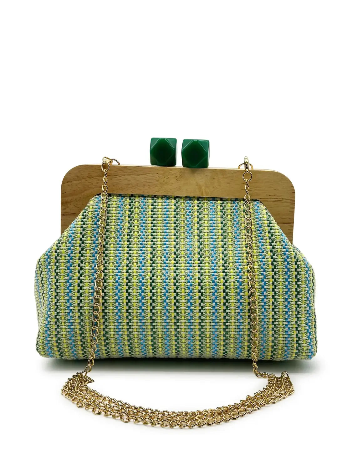 Colorful Striped PP Straw Clucth Bag for Women