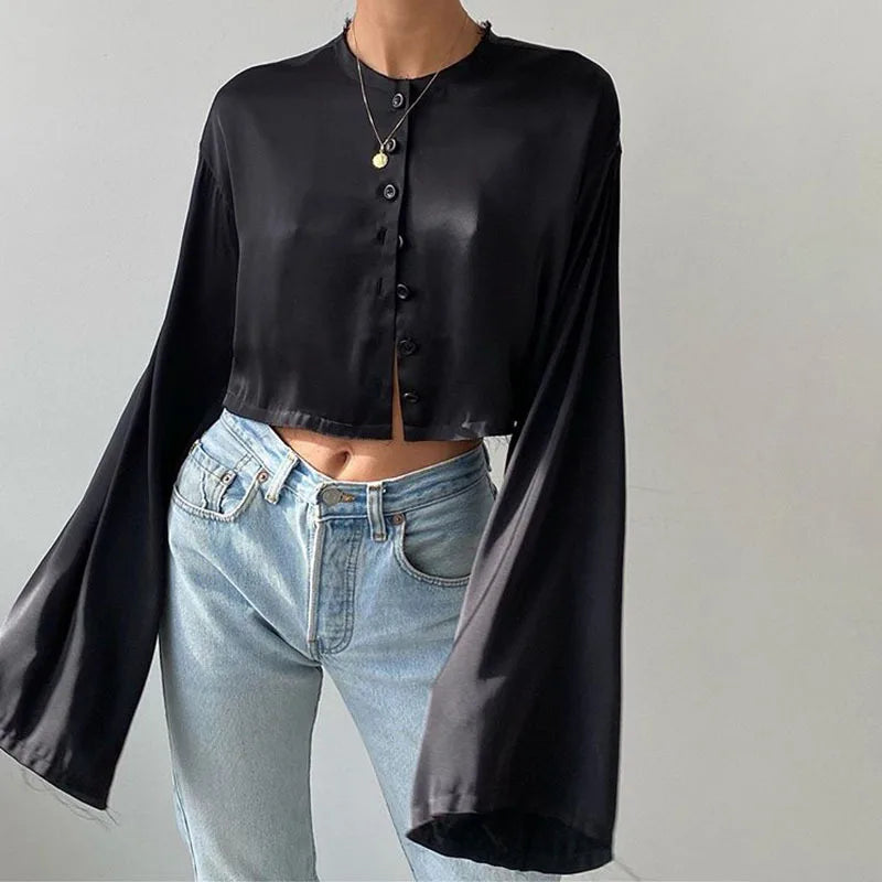 Lace Up Mini Skirt Set For Women V Neck Long Sleeve Button Top High Waist