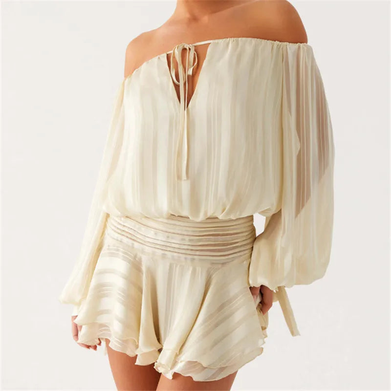 Off Shoulder Ruffle Mini Dress Women