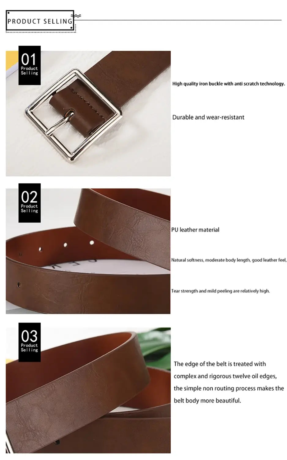 Women’S Belt Soft Pu Leather