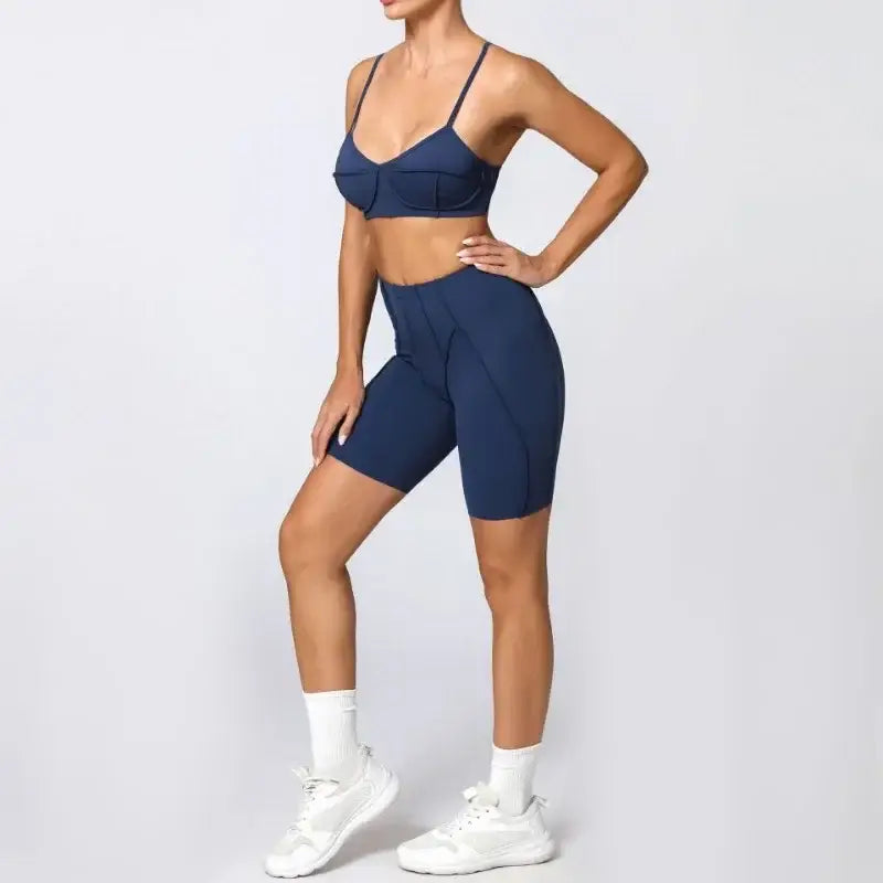 Seamless Yoga Sets Sports Fitness High Waist Hip-lifting Shapeing Leggings Backless Bra Suit