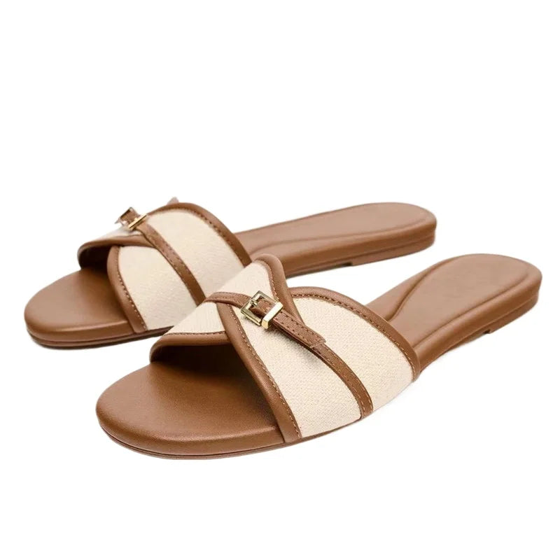 Belt Buckle Slippers Women