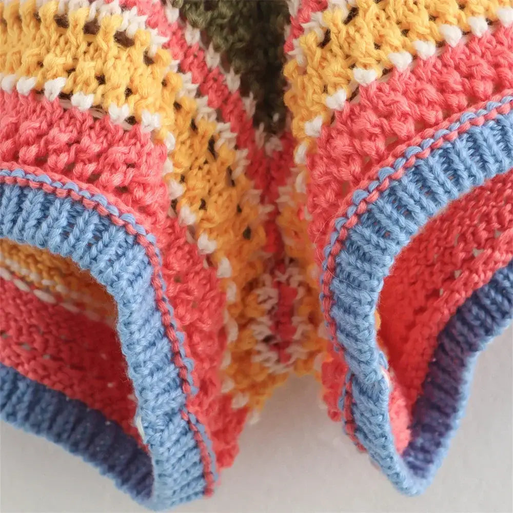 Women’s Casual Stripe Printed Short Sleeve Flip Collar Cardigan Shorts Set