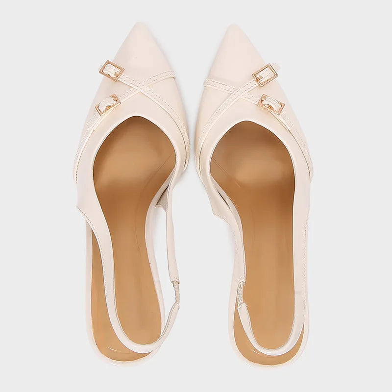 Black Cross Belt Buckle High Heels