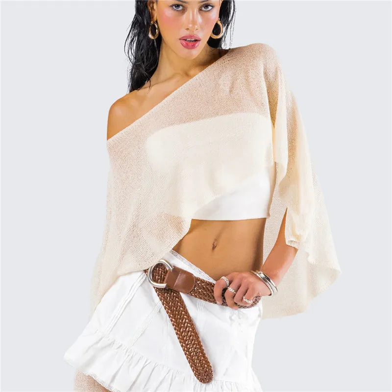 Women Sheer Poncho Top