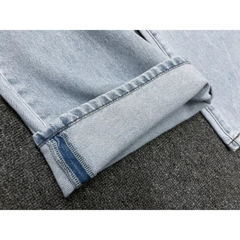 Cotton Jeans Set for Women Casual Versatile Long Sleeve Shirt High Waist Straight Leg Pants