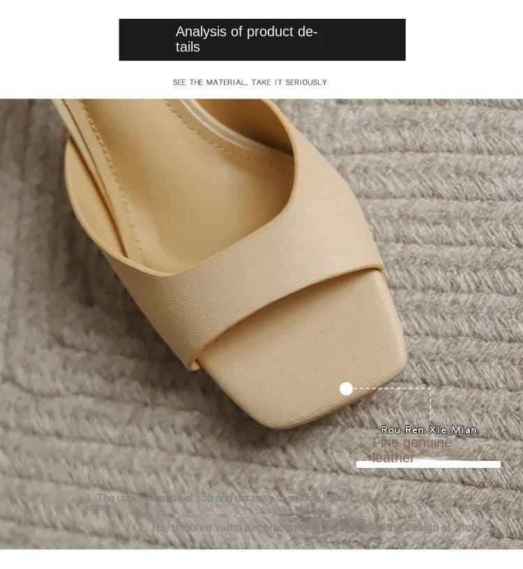 Genuine Leather French Slim Heel Slippers for Women’s