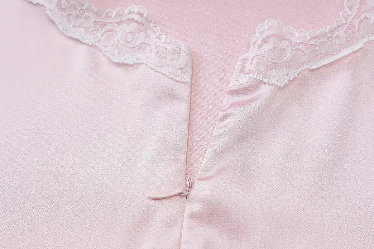 Lace Halter Mini Dress For Women V neck Sleeveless Elegant Splice Up