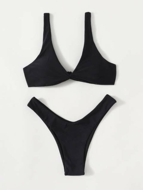 Solid Tie Bikini Padded Bra High Leg - Norellé