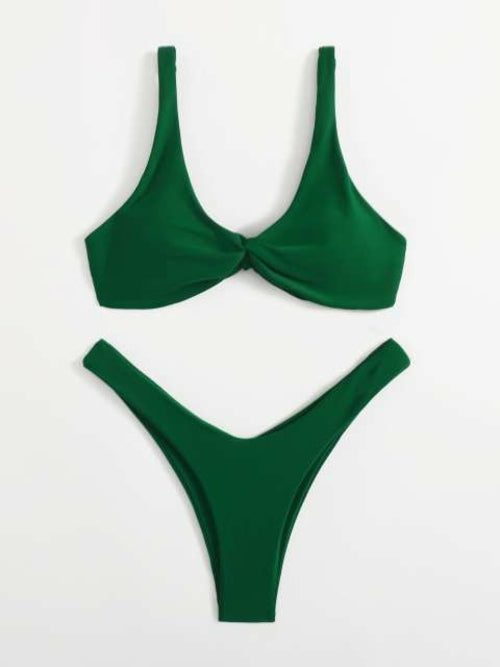 Solid Tie Bikini Padded Bra High Leg - Norellé