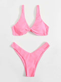 Solid Tie Bikini Padded Bra High Leg - Norellé