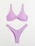 Solid Tie Bikini Padded Bra High Leg - Norellé