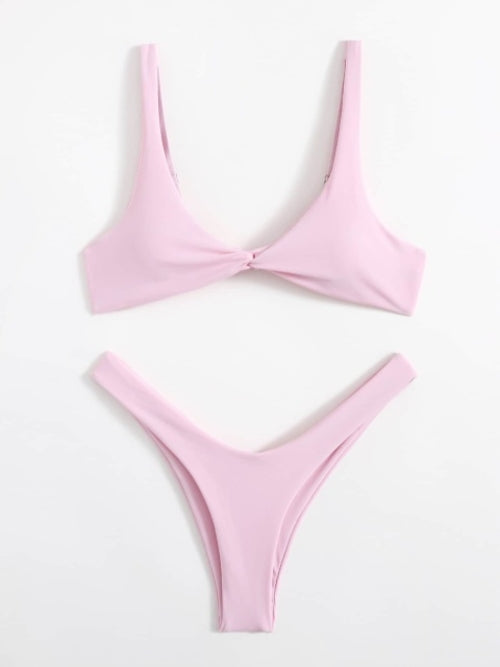 Solid Tie Bikini Padded Bra High Leg - Norellé