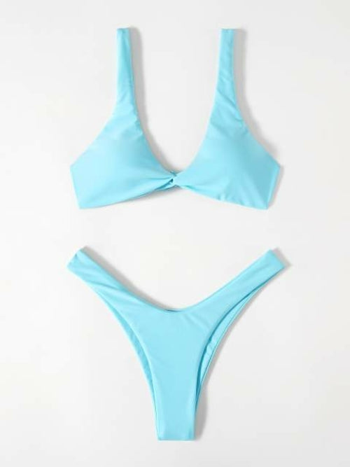 Solid Tie Bikini Padded Bra High Leg - Norellé