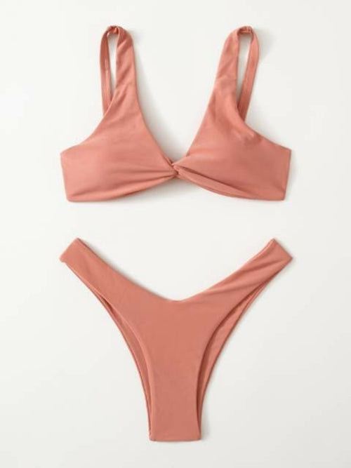Solid Tie Bikini Padded Bra High Leg - Norellé