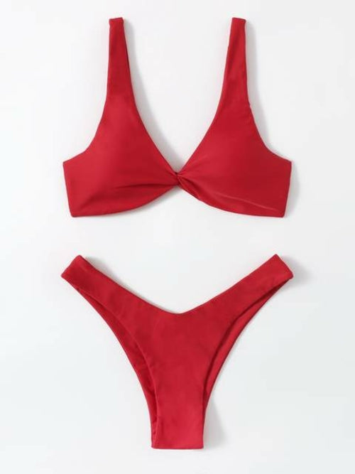 Solid Tie Bikini Padded Bra High Leg - Norellé