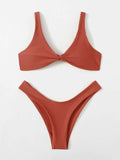 Solid Tie Bikini Padded Bra High Leg - Norellé