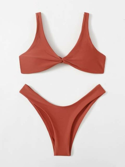 Solid Tie Bikini Padded Bra High Leg - Norellé