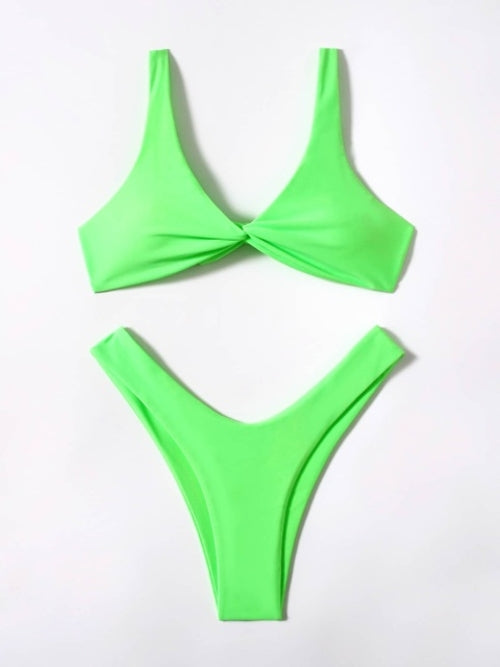 Solid Tie Bikini Padded Bra High Leg - Norellé