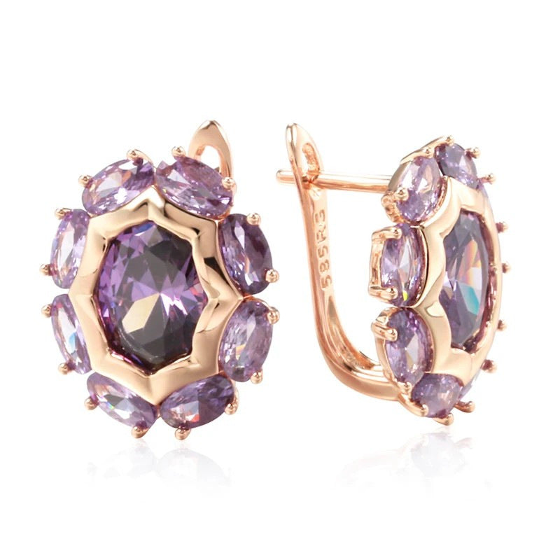 Gulkina Purple Gold Ring Earrings Necklace Amethyst Ornament Suit - Norellé