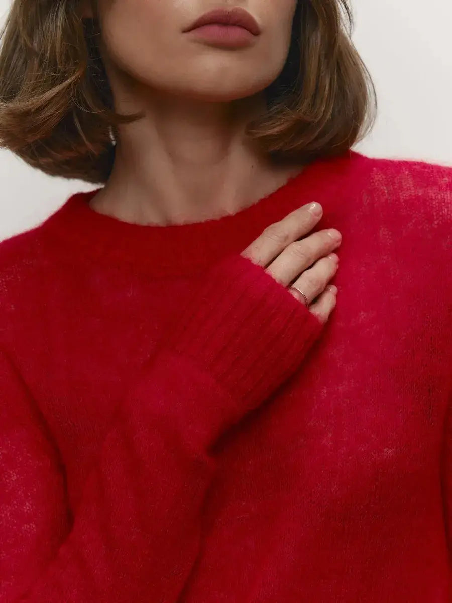 Sweater Blouse Women’s Round Neck See-through