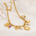 New Stainless Steel 18K Gold Sun Shell Pendant Necklace - Norellé