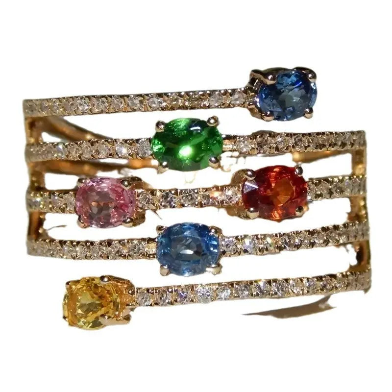 Super Flash Color Zircon Ring Europe And America Creative Women - Norellé