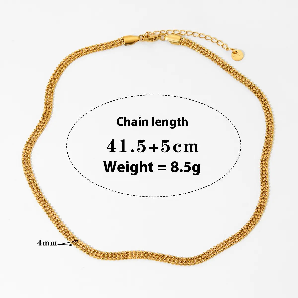 Small Round Bead Chain Necklace Bracelet Set