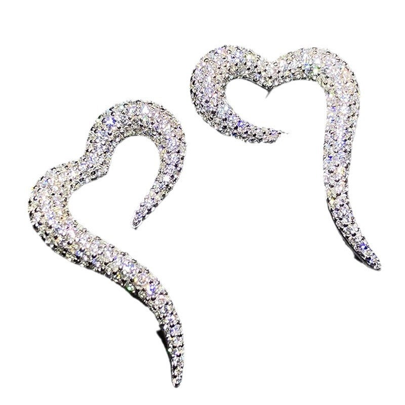 Zircon Stud Earrings Women's Fashion Shiny Opening - Norellé
