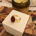 French Minority Design Cold Wind Red Agate Ring - Norellé