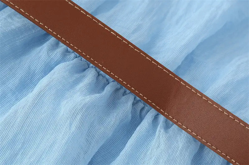 With Belt Laminated Decoration Dress