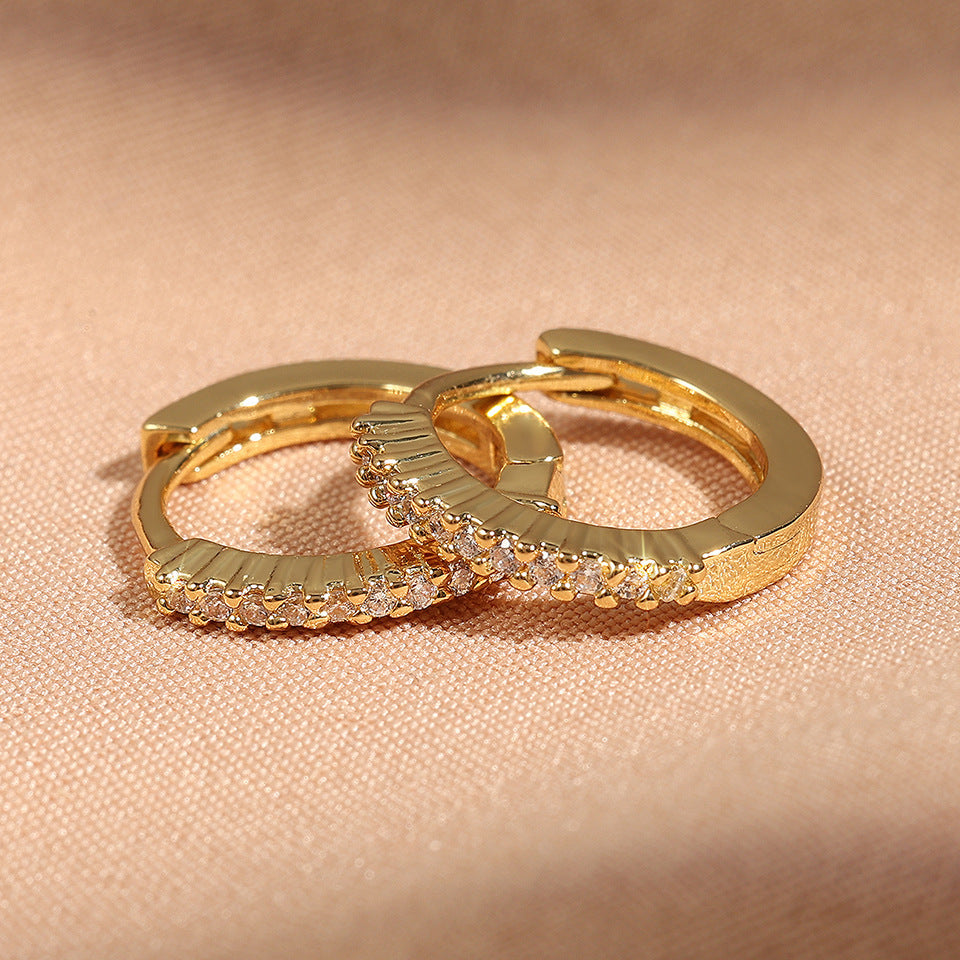 Integrated Rhinestone Zircon Niche Gang Drill Simple Earrings - Norellé