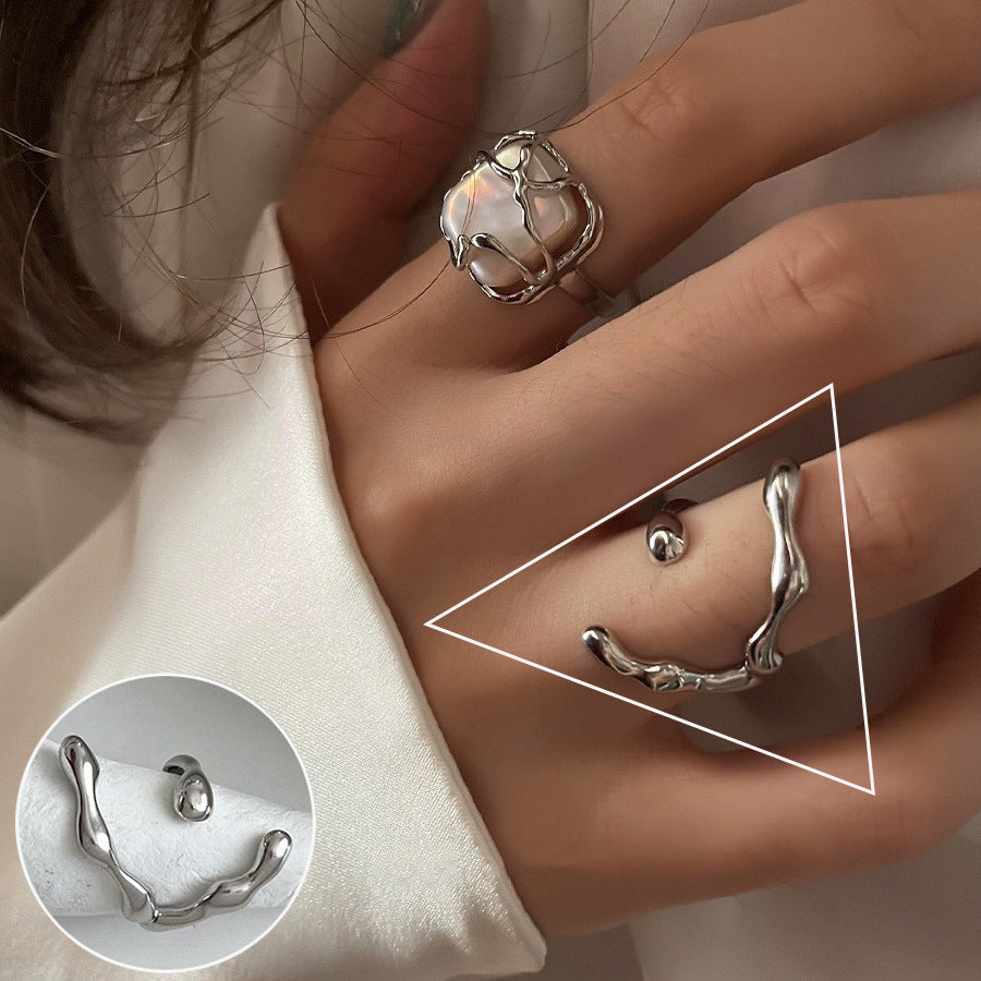 Shiny Geometric Ring Female Fashion Temperament Multi-layer Line Open Ring I - Norellé