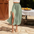Split High Waist Elastic Waist Long Holiday Skirt - Norellé