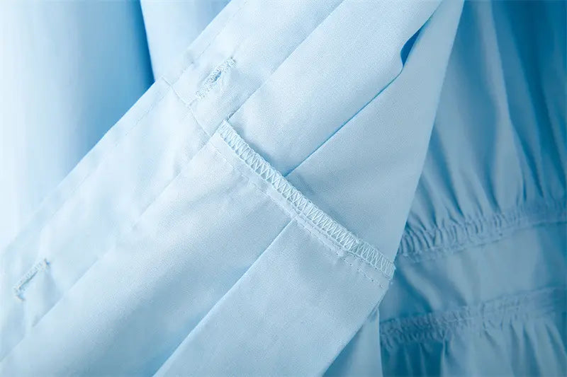 Wide Pleated Design Shirt Short Dress