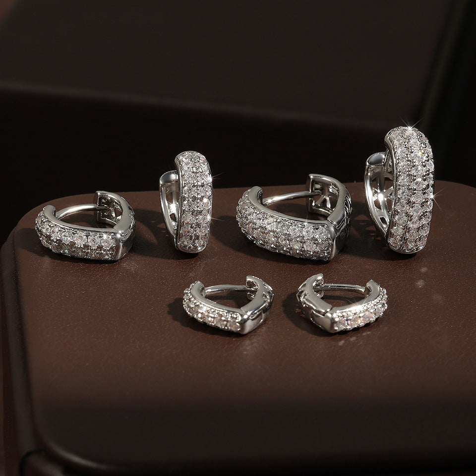 Stainless Steel Gold Plated Multi-drilling Zircon Earrings - Norellé