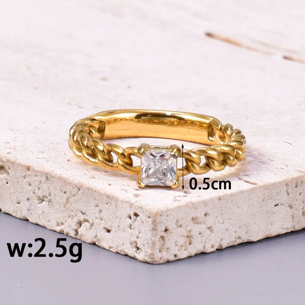 J117 Mixed Batch Chain Style Square Zircon Ring - Norellé