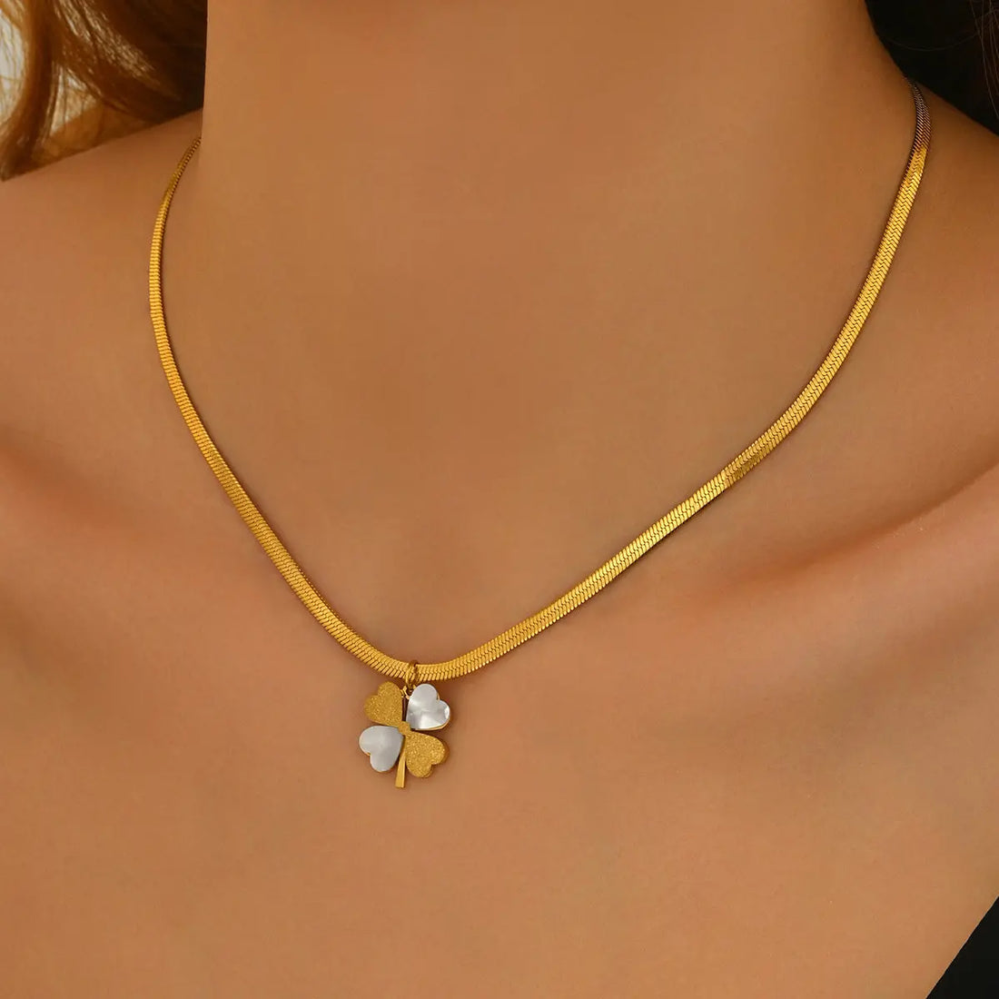 Lxalry 18K Gold Plated Double Luck Necklace  Four Leaf Clover Charm Hypoallergenic Jewelry Tarnish Free Gift For Women Wife Mom  Valentine S Day Birthday Everyday Elegance - Norellé