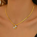 Lxalry 18K Gold Plated Double Luck Necklace  Four Leaf Clover Charm Hypoallergenic Jewelry Tarnish Free Gift For Women Wife Mom  Valentine S Day Birthday Everyday Elegance - Norellé