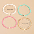 Bohemian Love Bead Four-piece Bracelet Simple Peach Heart Beaded Bracelet Bracelet - Norellé