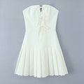 Tube Top Bow Bandage Slim-fitting Patchwork Pleated Dress - Norellé