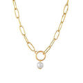 Hoop And Pearl Pendant Metal Clavicle Chain Necklace - Norellé